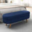 Banc de rangement ovale bleu 43,5 po x 16 po x 16 po, pieds en bois d'hévéa, repose-pieds et siège alternatifs, espace, assemblage simple, ornement en tissu plissé, - Matériau avec housse, ou fonction, caractéristique, rapide