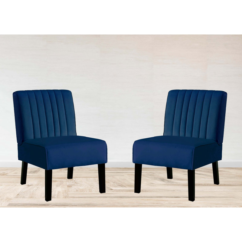 Ensemble de 2 chaises d'appoint Reese Mid Century Modern, Bleu très foncé