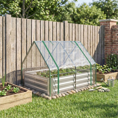 Support pour plante en métal transparent, 3 pi, avec contrôle pratique pour l'espace extérieur, le PVC et l'acier