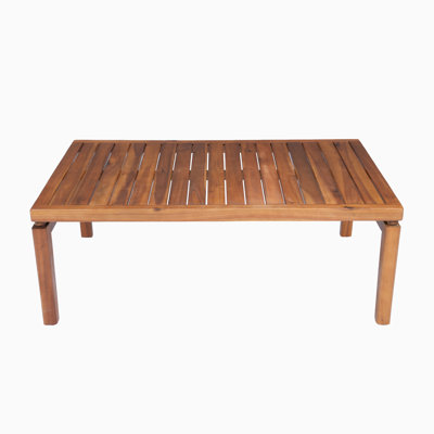Durable Acacia Wood Outdoor Coffee Table with Slatted Design for Weather Resistance and Easy Assembly
