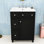 Ensemble de meuble-lavabo simple autoportant en bois avec lavabo en céramique Masten