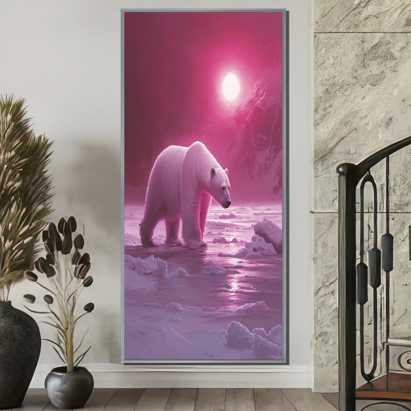 Eccleshall - animaux, art mural sur toile, H 60 po x l 28 po, Argent argent, Impression encadrée flottante