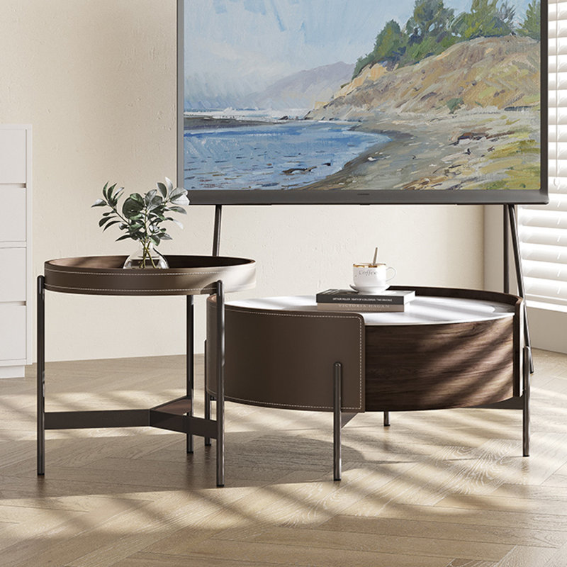 Table basse minimaliste moderne en bois massif, H 14,96 po x L 35,43 po x l 35,43 po