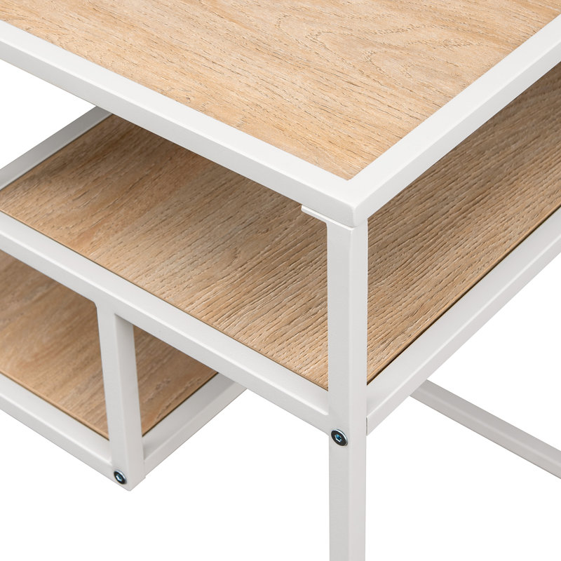Ales End Table, White, Coastal Oak
