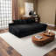 Canapé modulaire moelleux en velours côtelé 4 places, sans assemblage, noir (L 118 po x l 67 po)-386333821