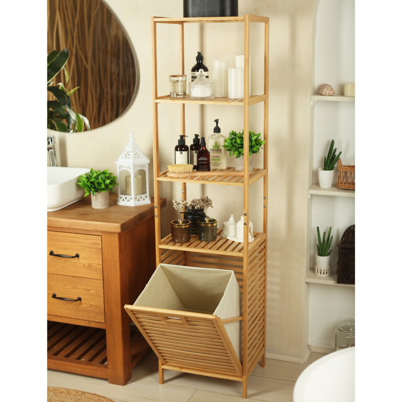 Froppi Wooden Washing Hamper Laundry Basket for Bathrooms L40.5 W33 H160 cm