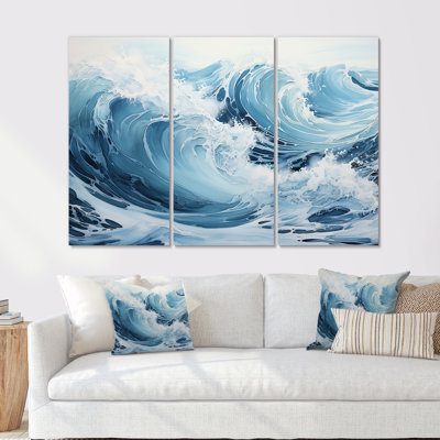Minimalisme océan tempête - ensemble de salon art mural océan