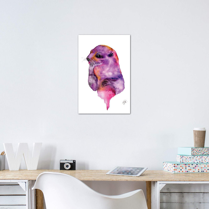 Loutre, art sur toile, Toile tendue, H 40 po x l 26 po x P 1,5 po