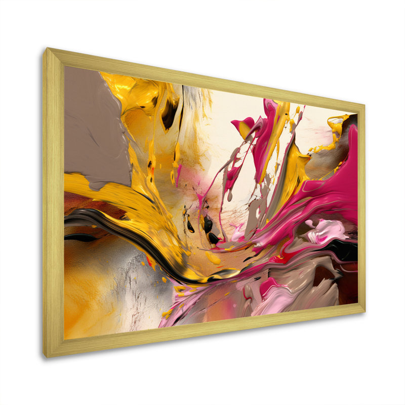 Restless Adagio Of Soul Abstract Expressionism I - Abstract Painting Wall Art Living Room, Gold Single Picture Framed