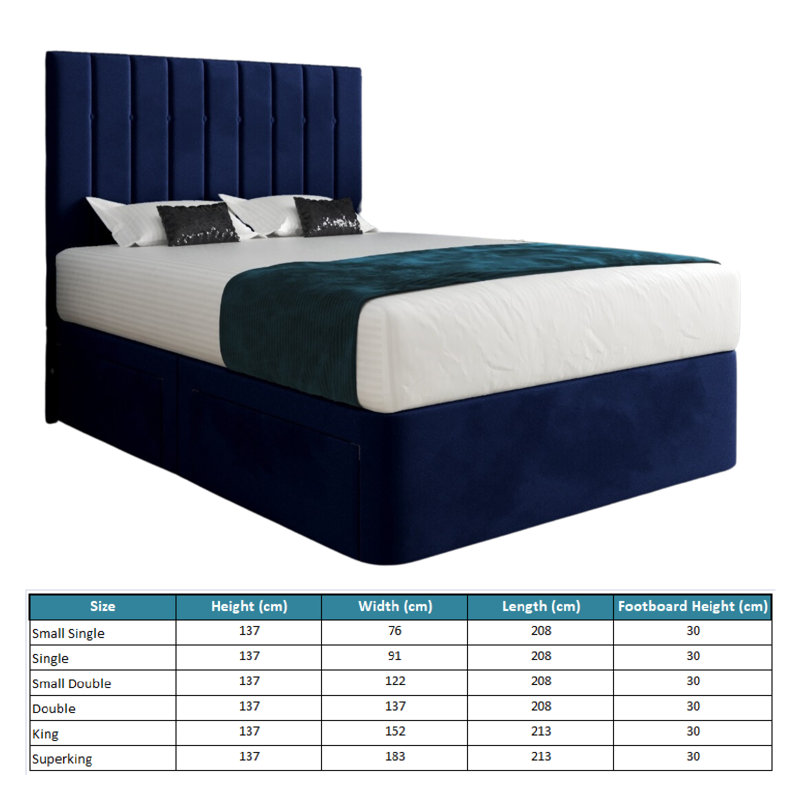 Anastasiya Upholstered Bed, Small Single (2'6), Blue