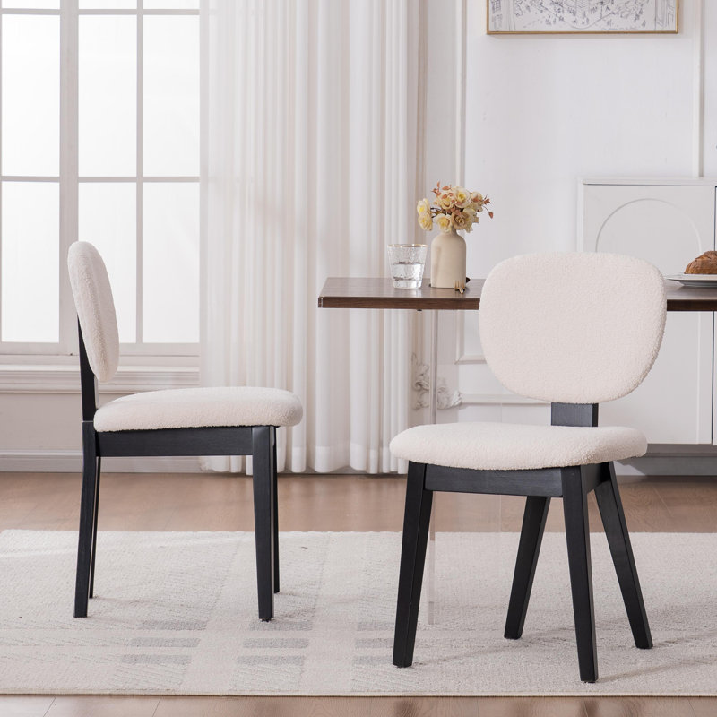 Chaises d'appoint rembourrées avec pieds en bois massif, Blanc, Noir