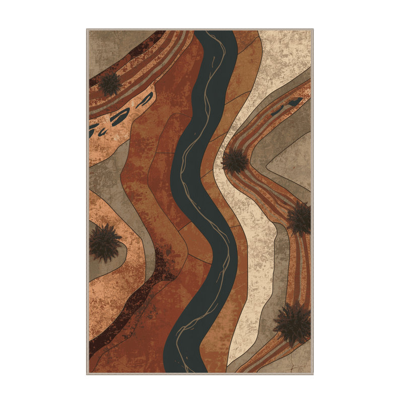 Tapis brun moelleux doux et moelleux au look rustique de style rustique himrod, 5 x 7