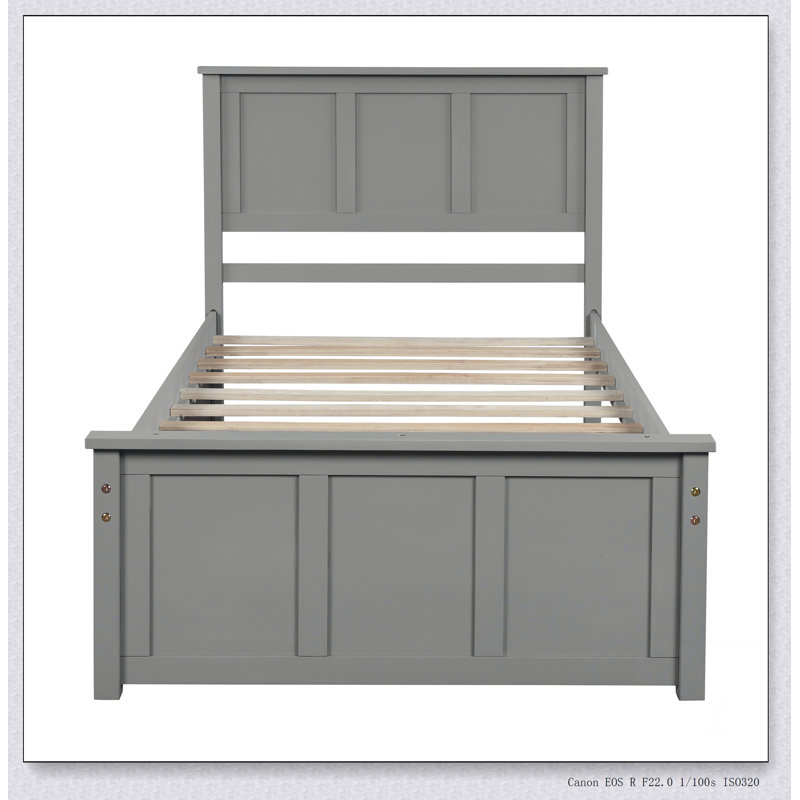 Lit plateforme avec rangement, Gris