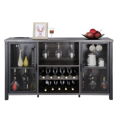 47 Inch Industrial Bar Cabinet, Wine Table for Liquor & Glasses, Sideboard Buffet