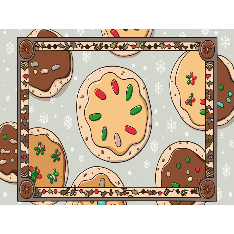 Tapis de vacances The Holiday Aisle® Cookies, Rectangulaire 8 pi x 12 pi