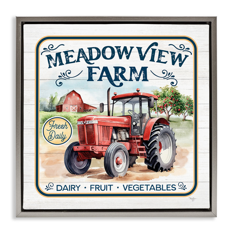 «Meadowview Farm Tractor», encadrée par Mollie B., Cadre flottant gris lustré, H 18 po x l 18 po