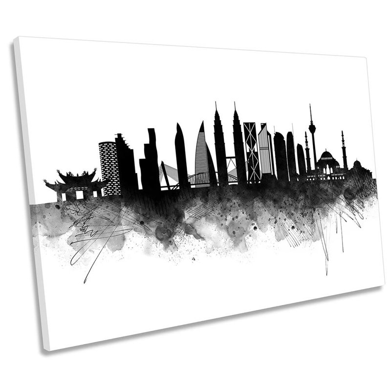 Kuala Lumpur Abstract City Skyline - Wrapped Canvas Print, 30.5cm H x 45.7cm W x 2cm D
