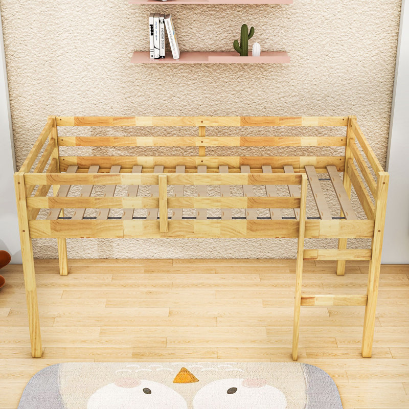 Wooden Twin Loft Bed With Ladder, Natural