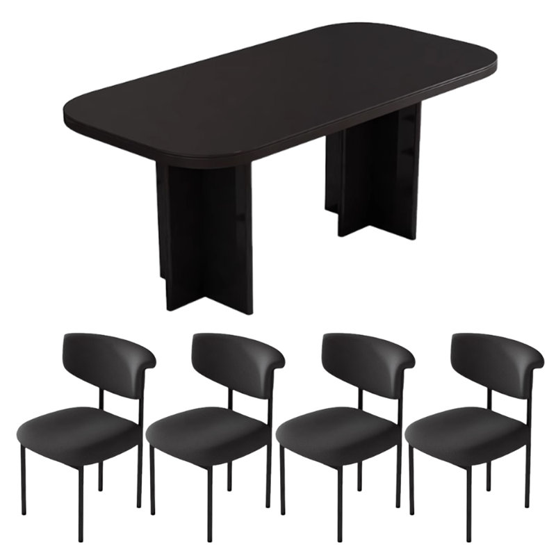 Modern Simple Practical Beautiful Dining Table Set, 29.52"H x 70.86"L x 31.49"W, Black