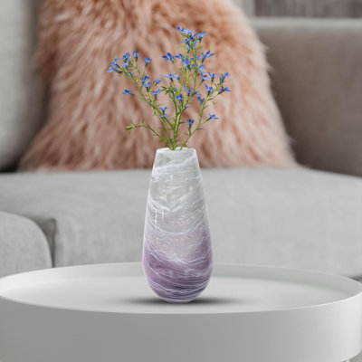 Vase en verre Swirled Smoke and Aubergine Torpedo - court