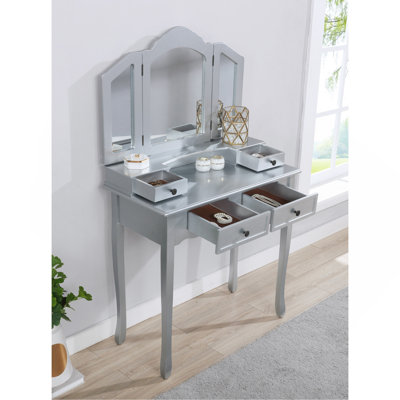 Ensemble coiffeuse et tabouret en bois Sanlo
