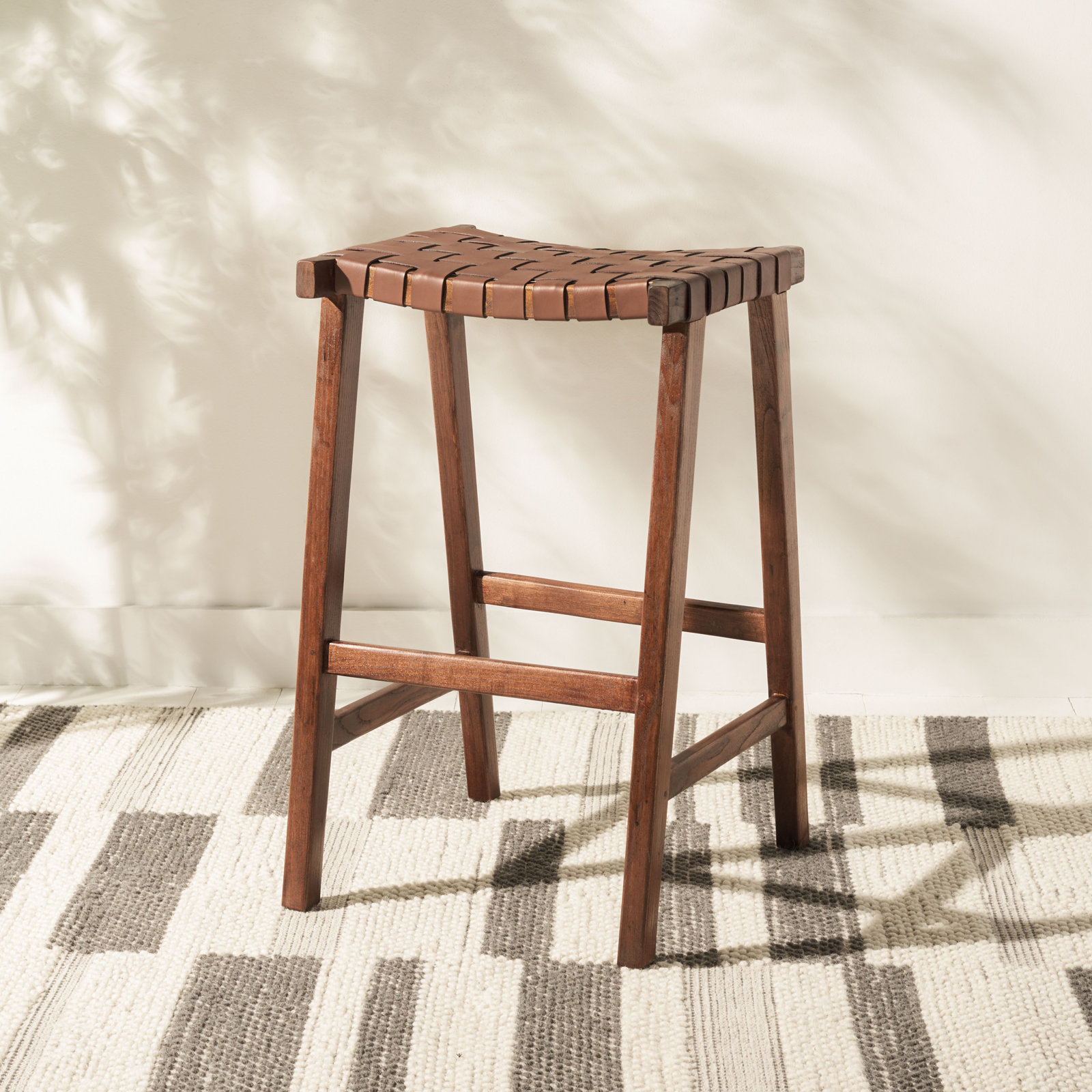 Alston Bar and Counter Stool, Bar Stool (30” Seat Height), Walnut, Cognac
