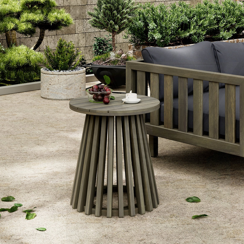 Table d'appoint d'extérieur en bois d'acacia, Gris