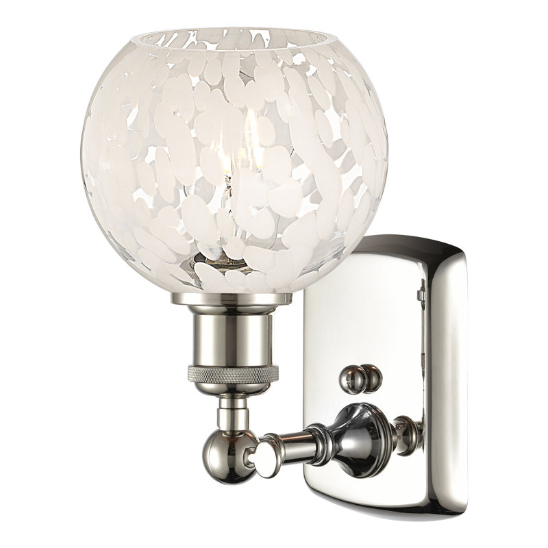 Berganzo Steel Armed Sconce, 9" H x 6" W x 7.13" D, Polished Nickel