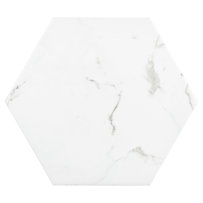 Timeless Hex Calacatta 8-5/8" x 9-7/8" Beveled Porcelain Patterned Wall & Floor Tile