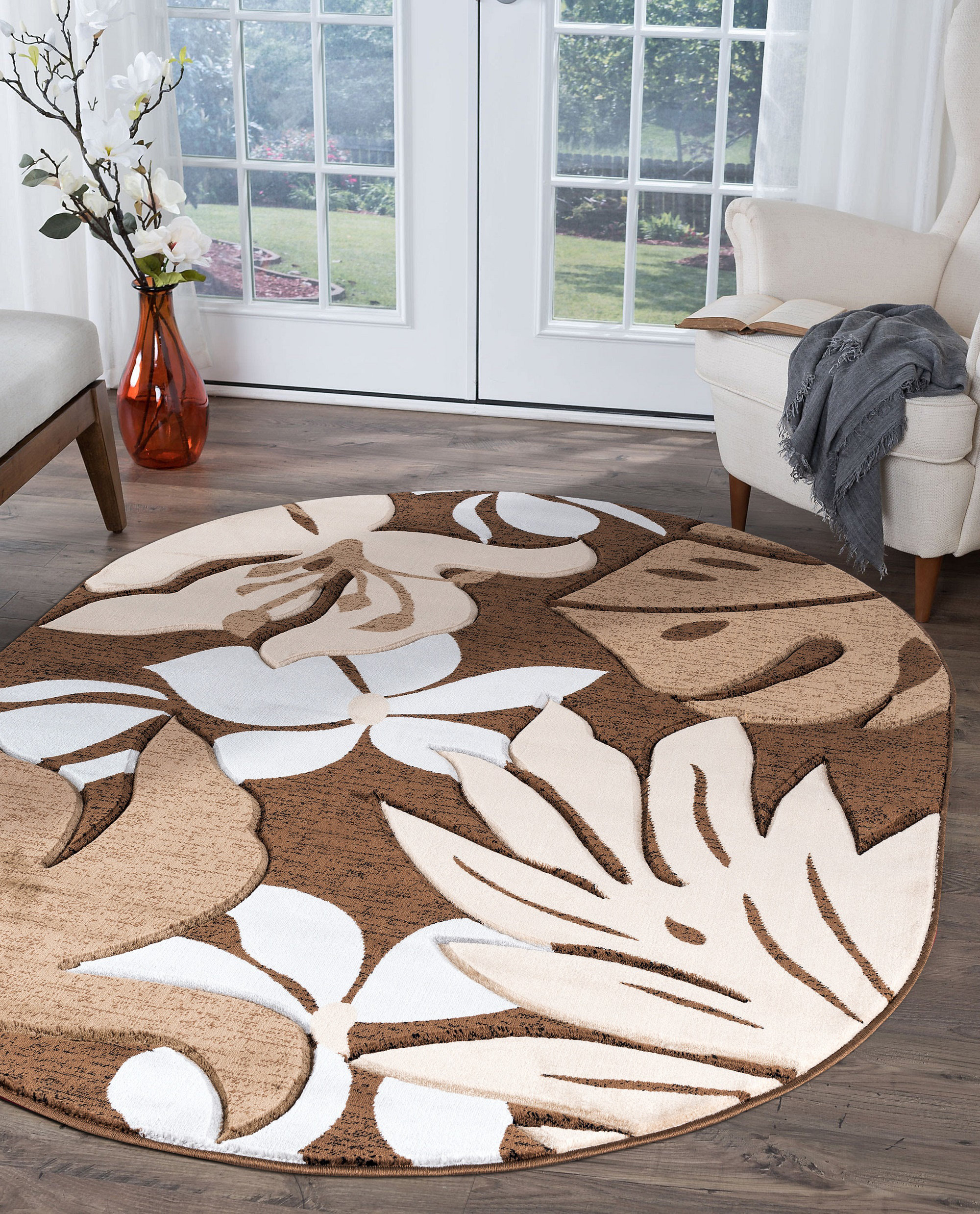 Bayou Breeze Shaver Floral Brown/Beige Area Rug & Reviews | Wayfair