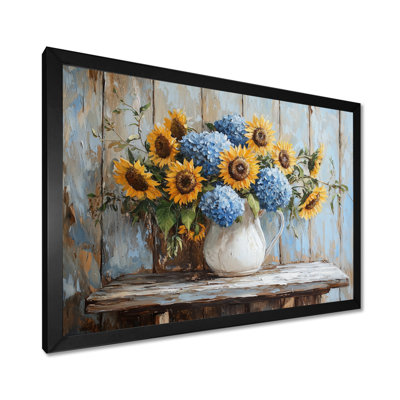 Dubon Hydrangeas And Sunflowers Farmhouse I - Hydrangea Wall Art