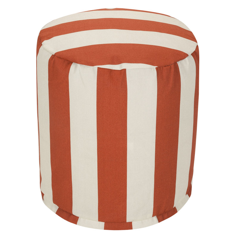 Petit repose-pieds d'extérieur avec coussin Glassell, Orange brûlé / rayé crème
