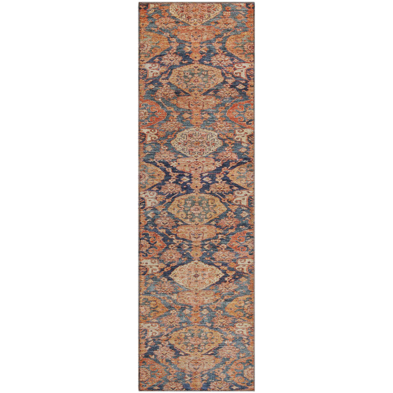 Premium Machine Washable Dahl AMF1084 Damask Rug, Runner 2'3" x 7'6"