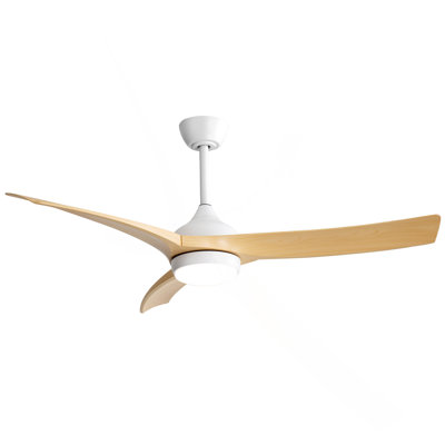 52 Inch Modern Ceiling Fan With 18W LED Light And Remote Control 3 ABS Blades DC Motor For Bedroom