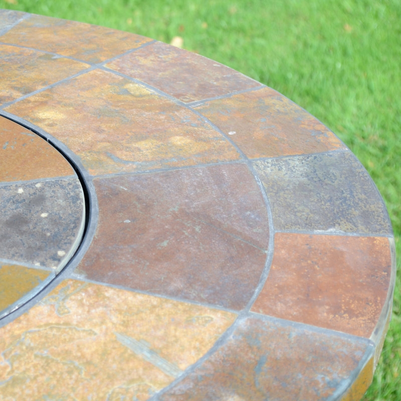 BAYFIELD FIREPIT 89cm Table with 4 ASCOT DELUXE Chairs Garden Set