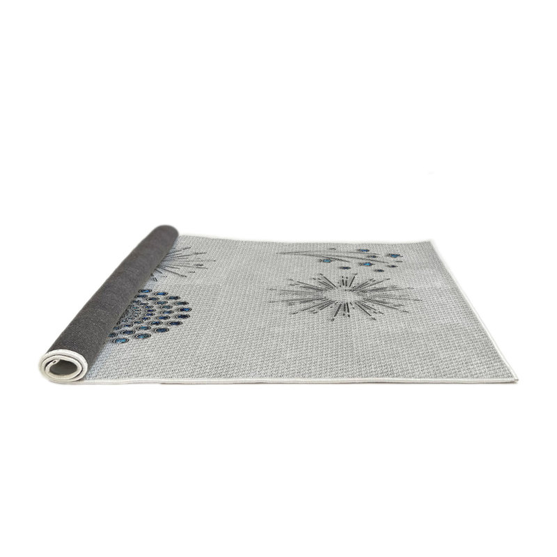 Tapis gris/zone noire à motifs, Rond 7 pi