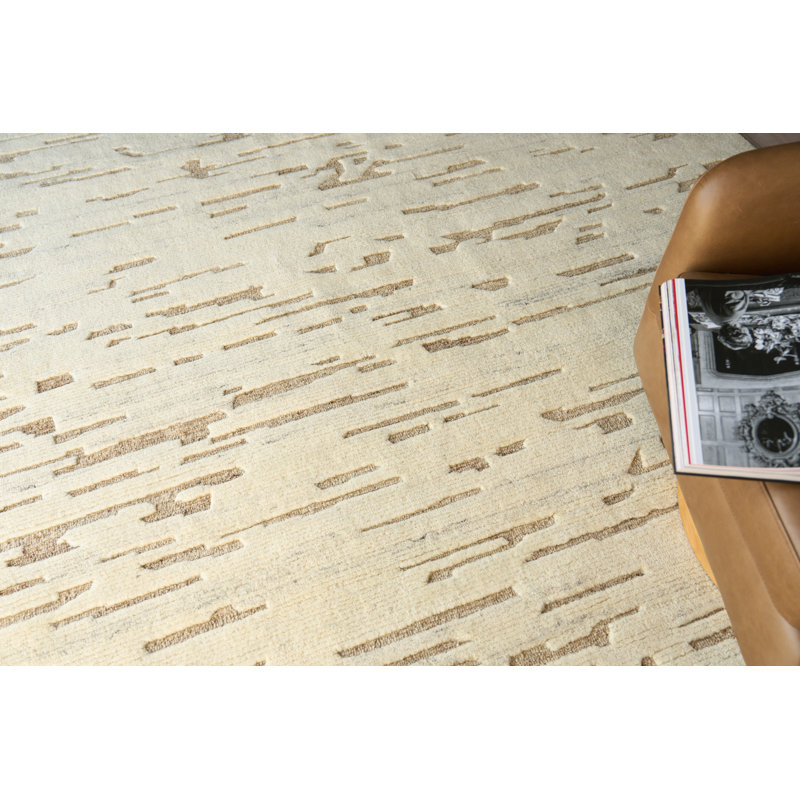 Boulder Hand Knotted Wool Beige Area Rug, 15'X20'