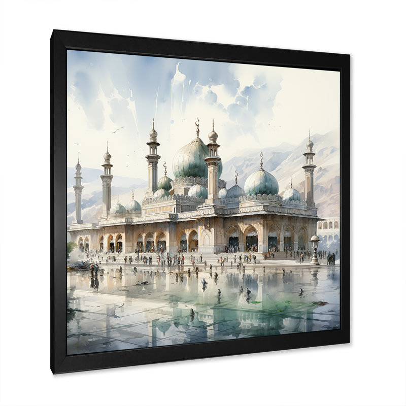 «Mosquée» - Mosquée, Cadre simple noir, H 30 po x l 30 po x P 1,5 po
