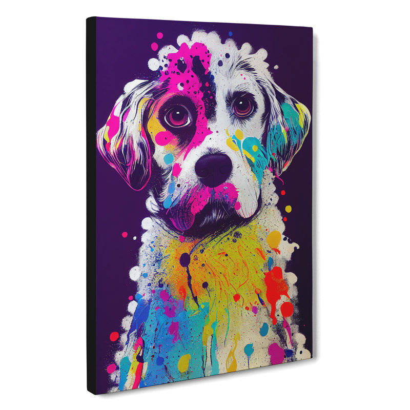 Splashed Dog No.2 Abstract - Wall Art, Wrapped Canvas, 50cm H x 35cm W, No Matte