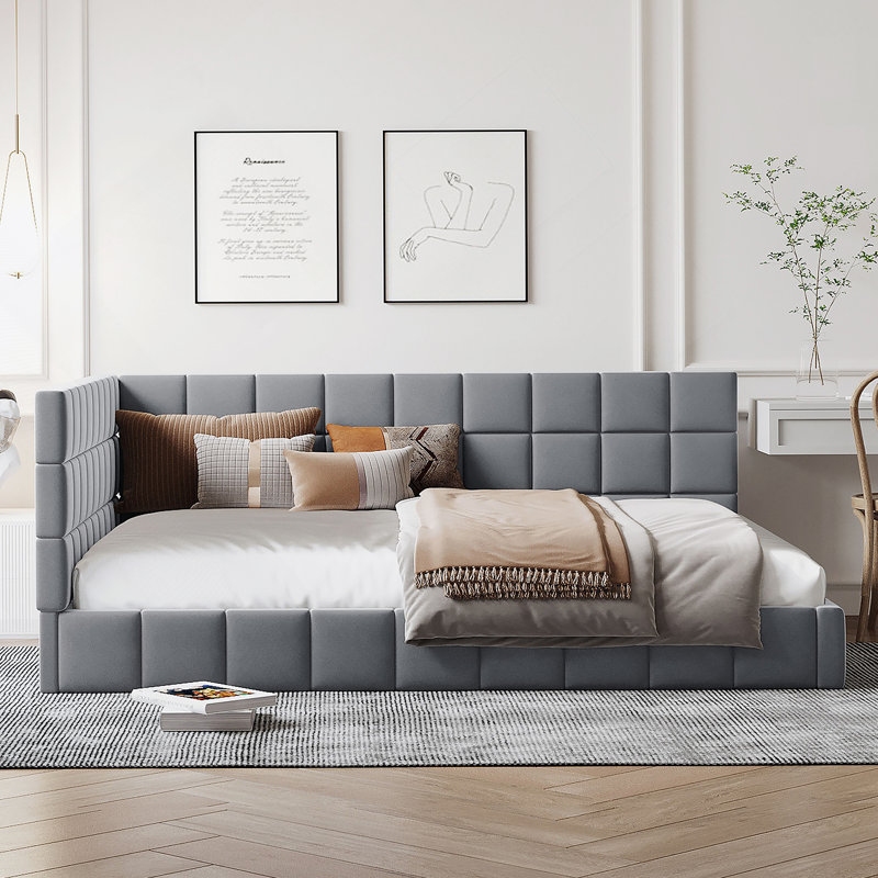 Upholstered Daybed Sofa Bed Frame, Gray