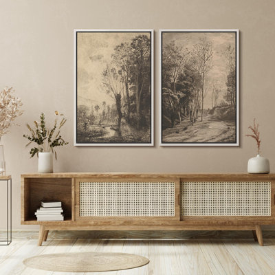 «Sunset Splendor Vibrant Skyline», 2 pièces sur toile