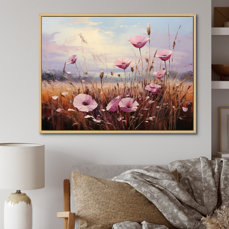 «Bloomed Flower Horizons II» sur toile, H 16 po x l 32 po x P 0,5 po, Cadre naturel flottant