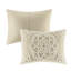 Couvre-lit toutes saisons en coton taupe à médaillon à franges très grand / très grand-122457099-122457102