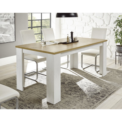 Shanell Oak Solid Wood Top Metal Base Dining Table