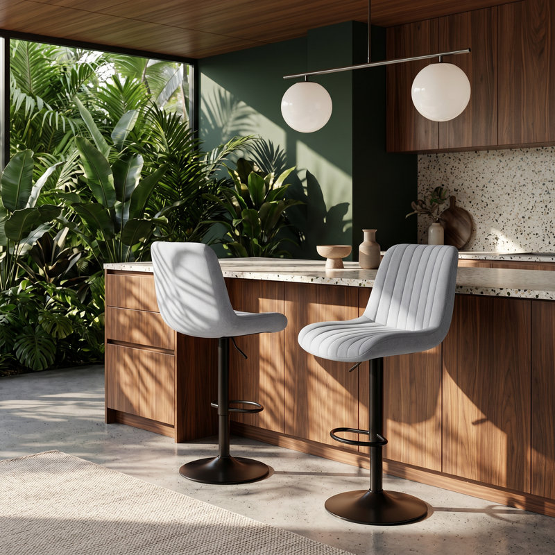 Tabourets de bar rotatifs à hauteur ajustable en tricot doux l 18,11 po x P 20,87 po x H 35,04 po Leavader, Gray