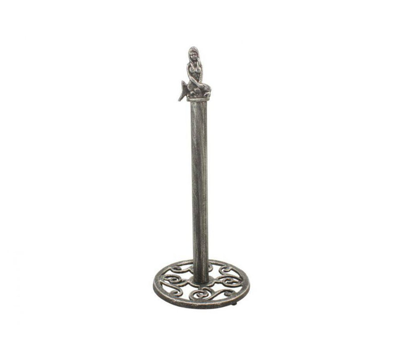 Porte-papier hygiénique sur pied sirène, Argent antique