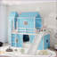 Lit mezzanine simple avec glissade, tente rose et tour Pinewood