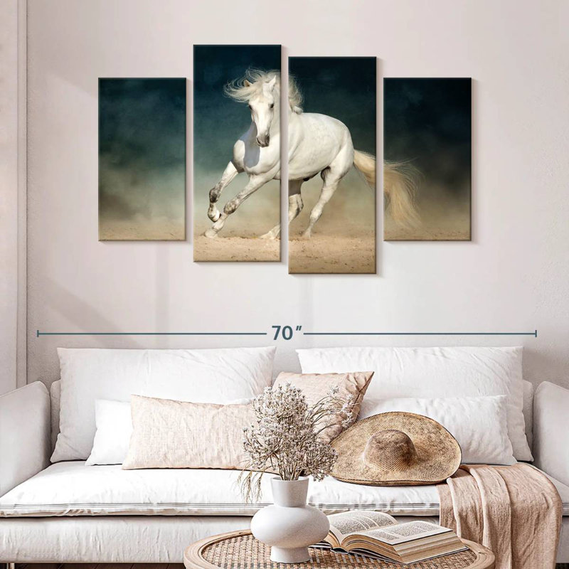 Brampt cheval dans la poussière, H 32 po x l 52 po
