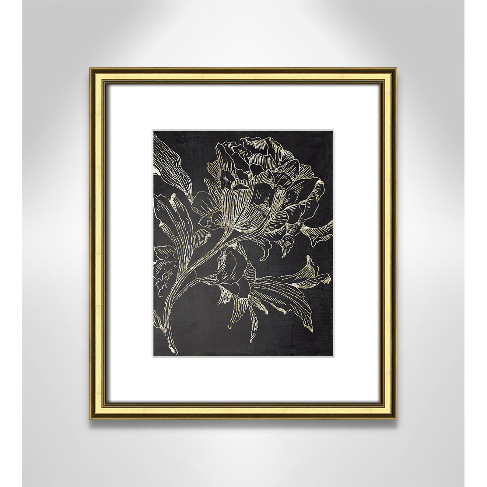 Clarendon "Golden Flower Folklore I" Print, 16.25" H x 14.25" W, Gold Framed