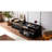 Black Tv Stand With 4 Large Drawer Compartments, Tempered Glass, Charging Ports, Led Illumination, 70-79" Ready, Contemporary Generous Drawers, Versatile-1167574875